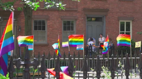 2025 NYC Pride March is opened on Fifth Avenue in New York City. Stock Footage 312405685