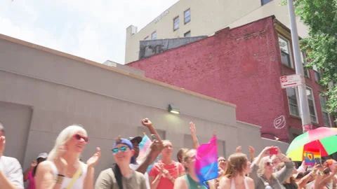 2025 NYC Pride March is opened on Fifth Avenue in New York City. Stock Footage 312818152