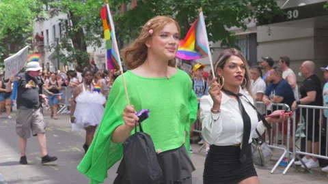 2025 NYC Pride March is opened on Fifth Avenue in New York City. Stock Footage 312821851