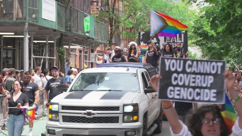 2025 NYC Pride March is opened on Fifth Avenue in New York City. Stock Footage 312823627