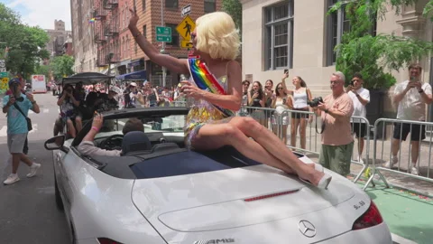 2025 NYC Pride March is opened on Fifth Avenue in New York City. Stock Footage 312827040