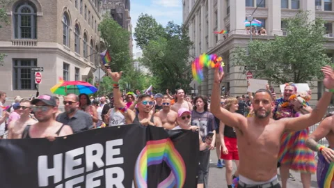 2025 NYC Pride March is opened on Fifth Avenue in New York City. Stock Footage 312828911