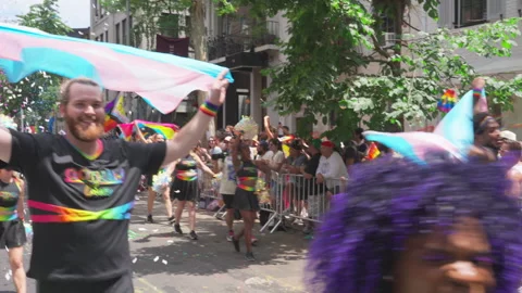 2025 NYC Pride March is opened on Fifth Avenue in New York City. Stock Footage 312834750