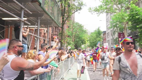2025 NYC Pride March is opened on Fifth Avenue in New York City. Stock Footage 312835855