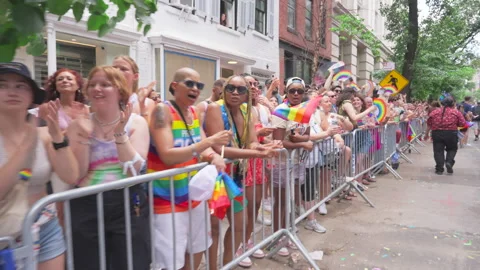 2025 NYC Pride March is opened on Fifth Avenue in New York City. Stock Footage 312839694