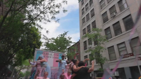 2025 NYC Pride March is opened on Fifth Avenue in New York City. Stock Footage 312839878
