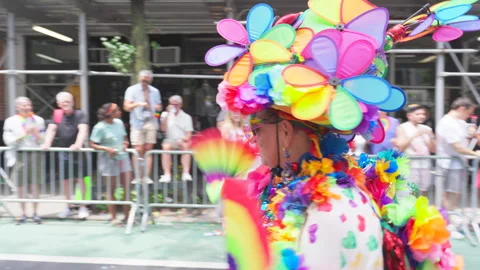 2025 NYC Pride March is opened on Fifth Avenue in New York City. Stock Footage 312846143