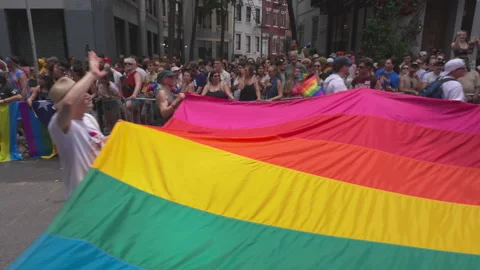 2025 NYC Pride March is opened on Fifth Avenue in New York City. Stock Footage 312849045