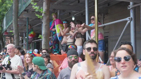 2025 NYC Pride March is opened on Fifth Avenue in New York City. Video stock 312854850