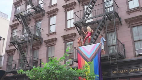 2025 NYC Pride March is opened on Fifth Avenue in New York City. Stock Footage 312912028