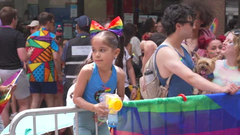 2025 NYC Pride March is opened on Fifth Avenue in New York City. Stock Footage 312914743