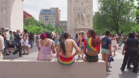 2025 NYC Pride March is opened on Fifth Avenue in New York City. Stock Footage 312942126