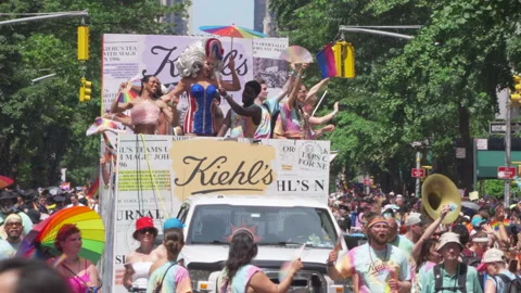 2025 NYC Pride March is opened on Fifth Avenue in New York City. Stock Footage 313008415