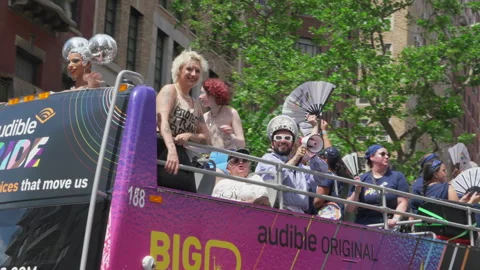 2025 NYC Pride March is opened on Fifth Avenue in New York City. Stock Footage 313012454