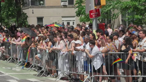 2025 NYC Pride March is opened on Fifth Avenue in New York City. Video stock 313015081