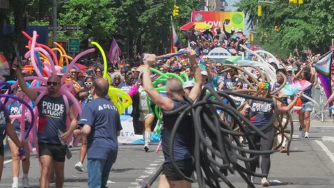 2025 NYC Pride March is opened on Fifth Avenue in New York City. Stock-Footage 313016535