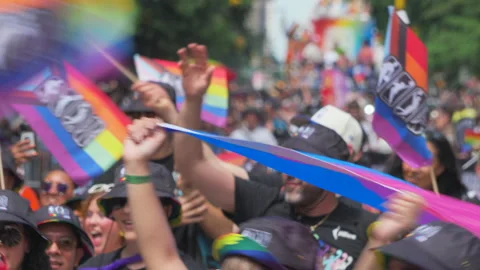 2025 NYC Pride March is opened on Fifth Avenue in New York City. Stock Footage 313019854
