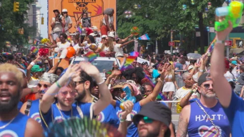 2025 NYC Pride March is opened on Fifth Avenue in New York City. Video stock 313021017