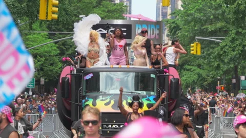 2025 NYC Pride March is opened on Fifth Avenue in New York City. 動画素材 313023200
