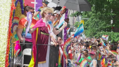 2025 NYC Pride March is opened on Fifth Avenue in New York City. Stock Footage 313024631