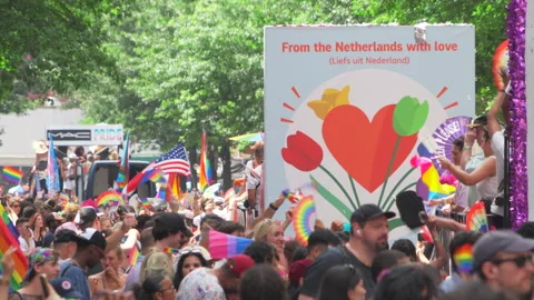 2025 NYC Pride March is opened on Fifth Avenue in New York City. Stock Footage 313027202