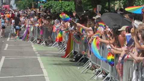 2025 NYC Pride March is opened on Fifth Avenue in New York City. Video stock 313029372