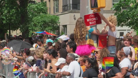 2025 NYC Pride March is opened on Fifth Avenue in New York City. Video stock 313030089