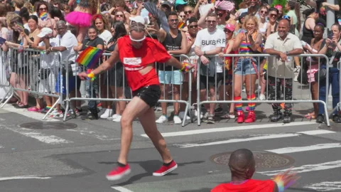 2025 NYC Pride March is opened on Fifth Avenue in New York City. Video stock 313035669