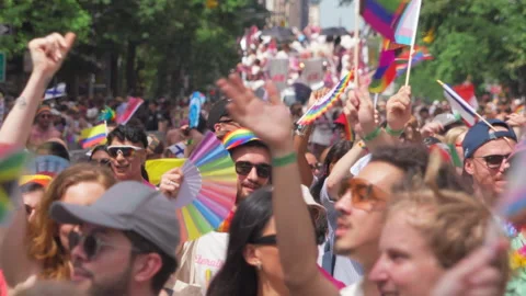 2025 NYC Pride March is opened on Fifth Avenue in New York City. Video stock 313036349