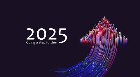 '2025' one step further, vector illustration symbolizing development. Stock Illustration