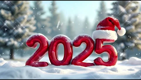 2025 red snowfall winter Happy New Year loop video Stock Footage 285711820