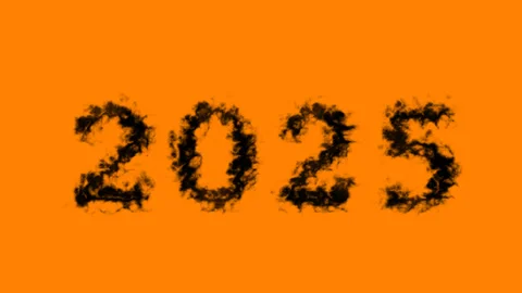 2025 smoke text effect orange isolated background Stock Footage 138722484