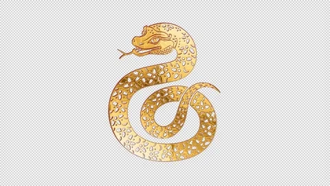 2025 snake gold glow loop animation, alpha channel Stock Footage 291534939