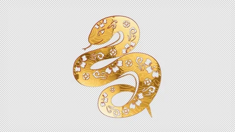 2025 snake gold glow loop animation, alpha channel Stock Footage 291535094
