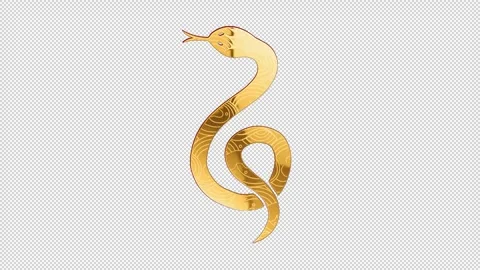 2025 snake gold glow loop animation, alpha channel Stock Footage 291535216