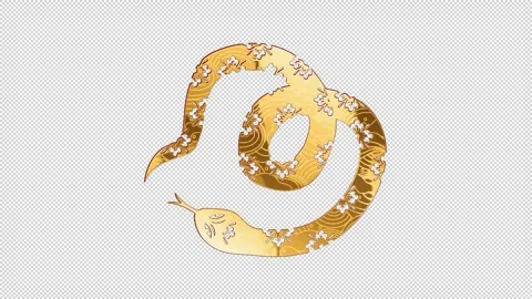 2025 snake gold glow loop animation, alpha channel Stock Footage 291535272