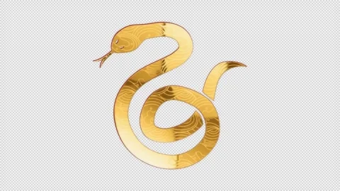 2025 snake gold glow loop animation, alpha channel Stock Footage 291535398