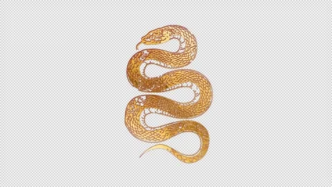 2025 snake gold glow loop animation, alpha channel Stock Footage 291535420