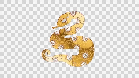 2025 snake gold glow loop animation, alpha channel Stock Footage 291535561