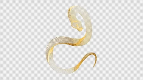 2025 snake gold glow loop animation, alpha channel Stock Footage 291535639