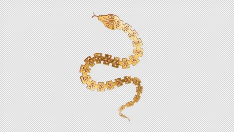 2025 snake gold glow loop animation, alpha channel Stock Footage 291641573