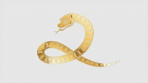 2025 snake gold glow loop animation, alpha channel Stock Footage 291641755