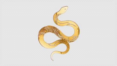 2025 snake gold glow loop animation, alpha channel Stock Footage 291641820