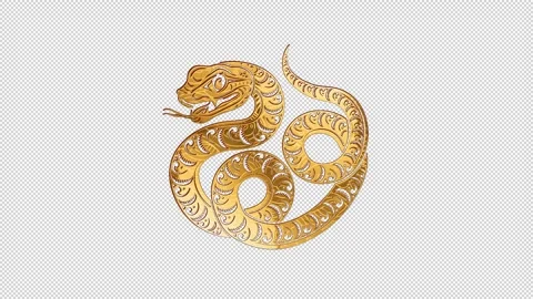 2025 snake gold glow loop animation, alpha channel Stock Footage 293320124