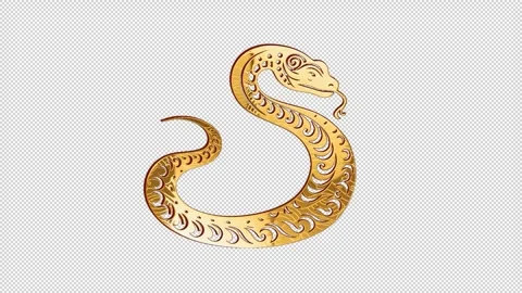 2025 snake gold glow loop animation, alpha channel Stock Footage 293320437