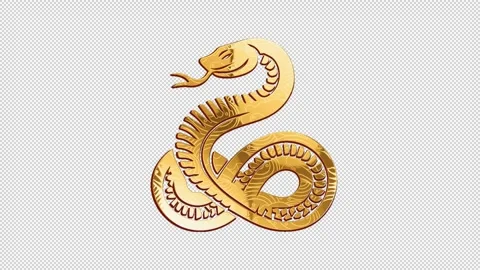 2025 snake gold glow loop animation, alpha channel Stock Footage 293320554