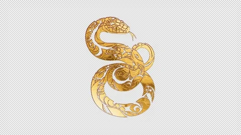 2025 snake gold glow loop animation, alpha channel Stock Footage 295349817