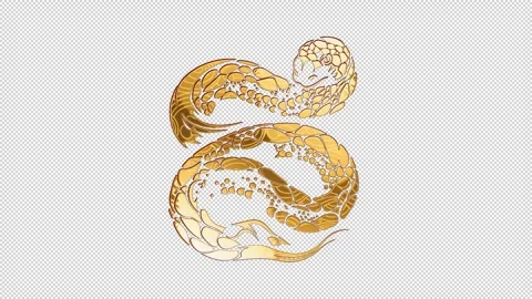2025 snake gold glow loop animation, alpha channel Video stock 295349920