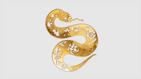 2025 snake gold glow loop animation, alpha channel Stock Footage 295349976