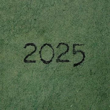 2025 in a typewriter font with a green stonewashed style textured backing Stock Illustration